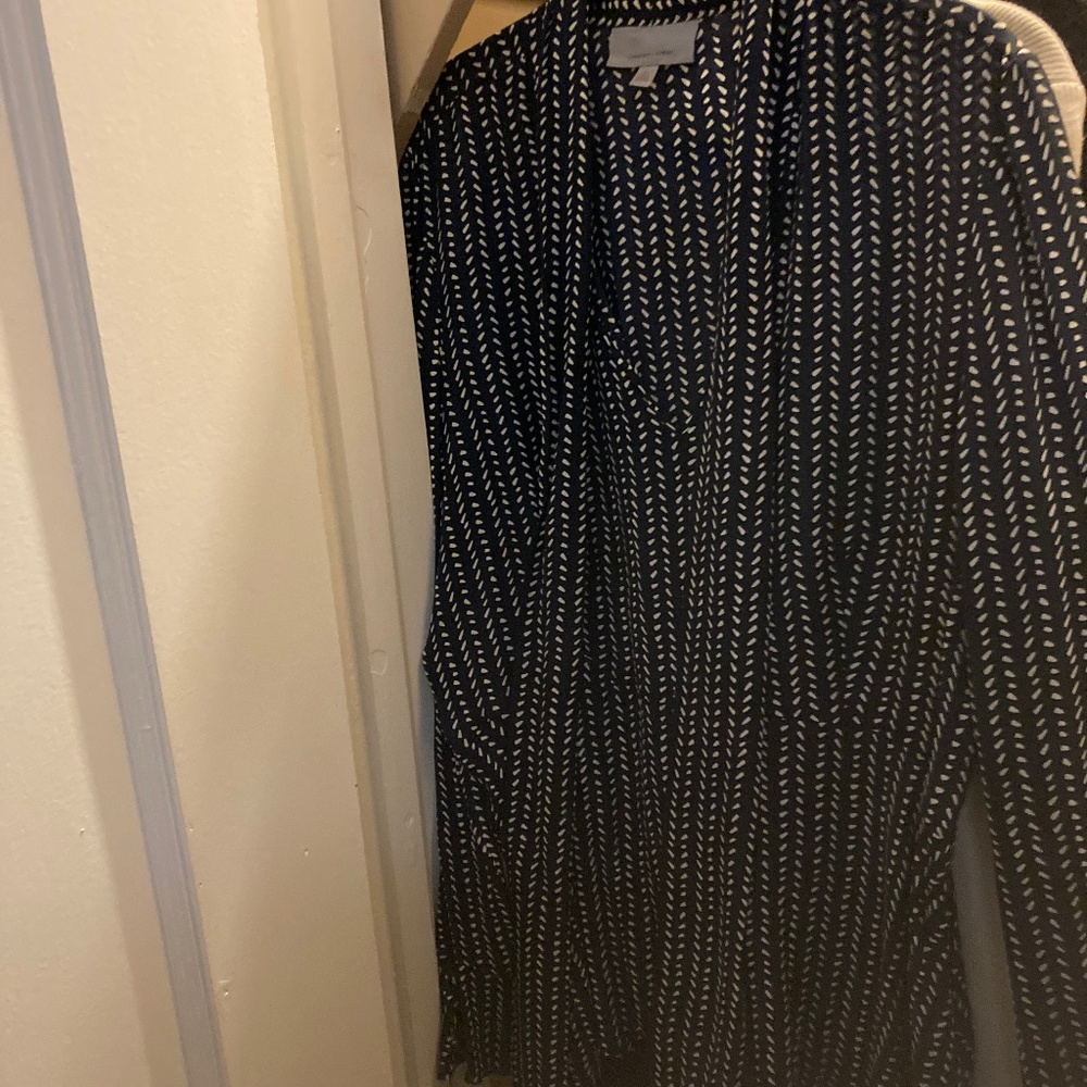 100 percent navy patterned silk blouse